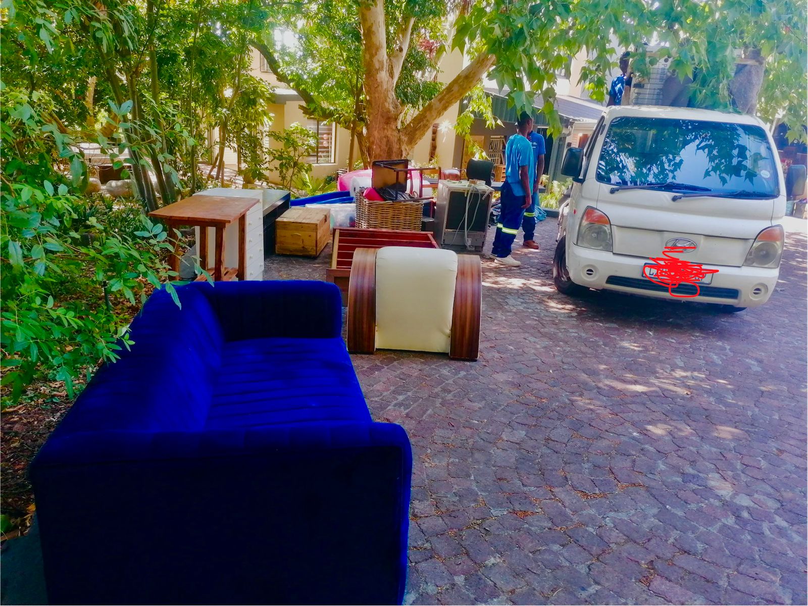 Full house furniture staged before loading onto the truck